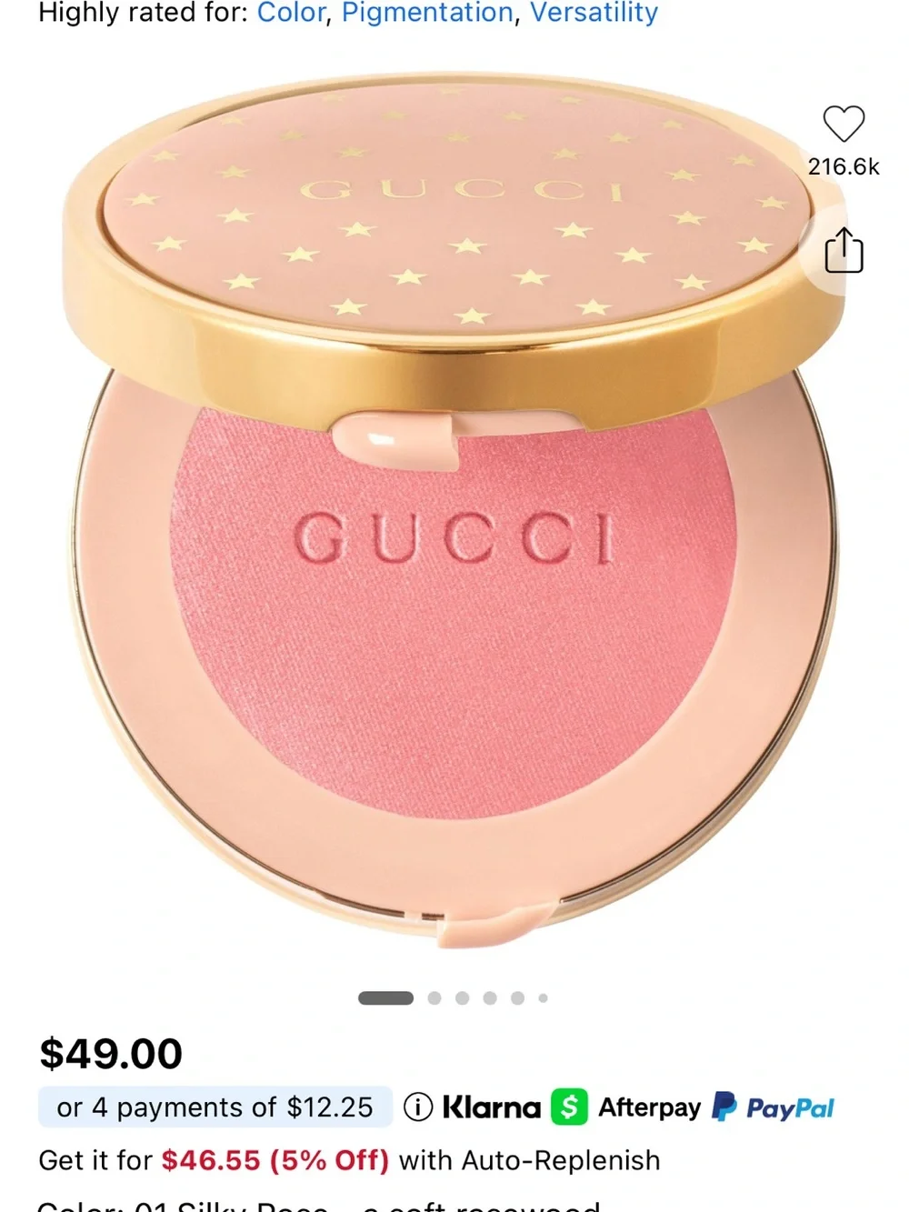 Gucci Luminous Matte Powder Blush- silky rose
